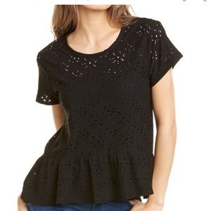 🌷SOLD🌷Lepore Eyelet Black Peplum Top size M